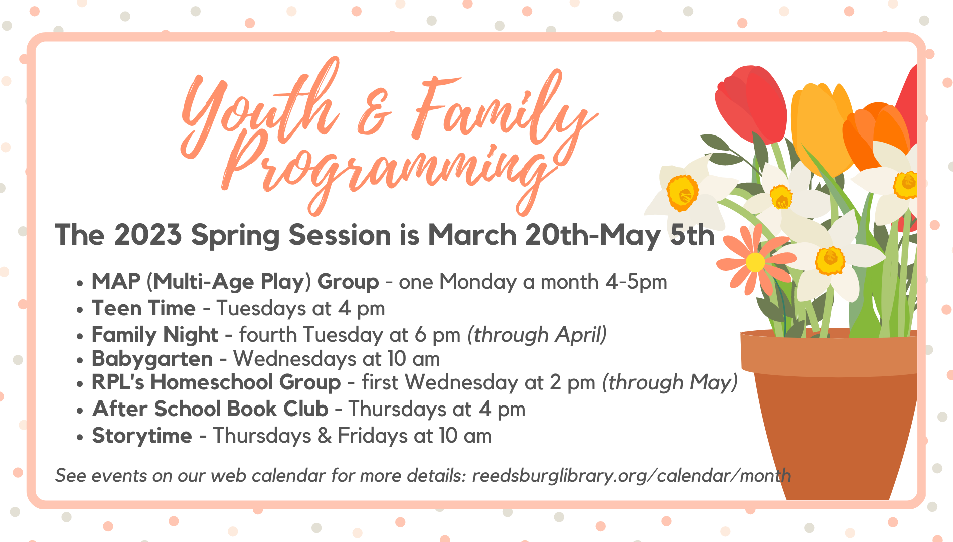 2023SpringSession The Spring Session starts March 20th