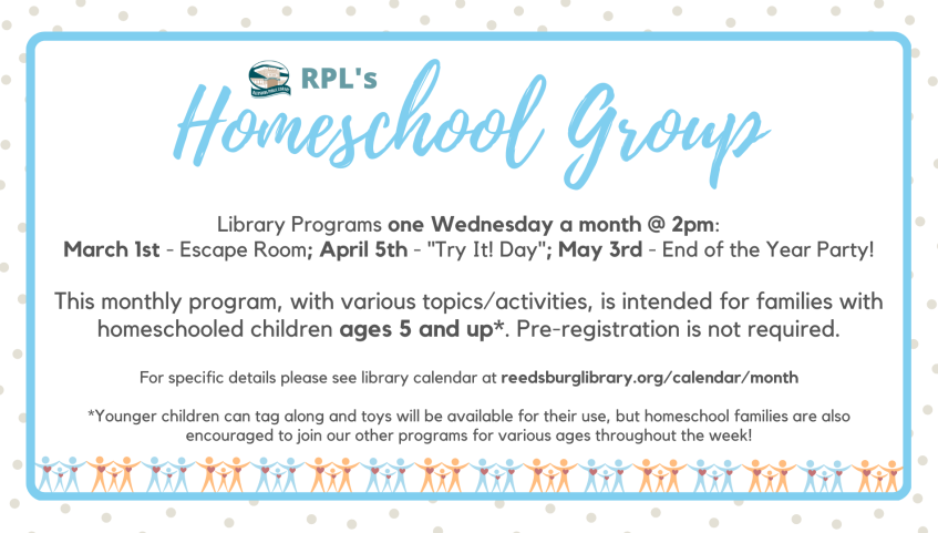 Homeschool Group meets once a month during the school year